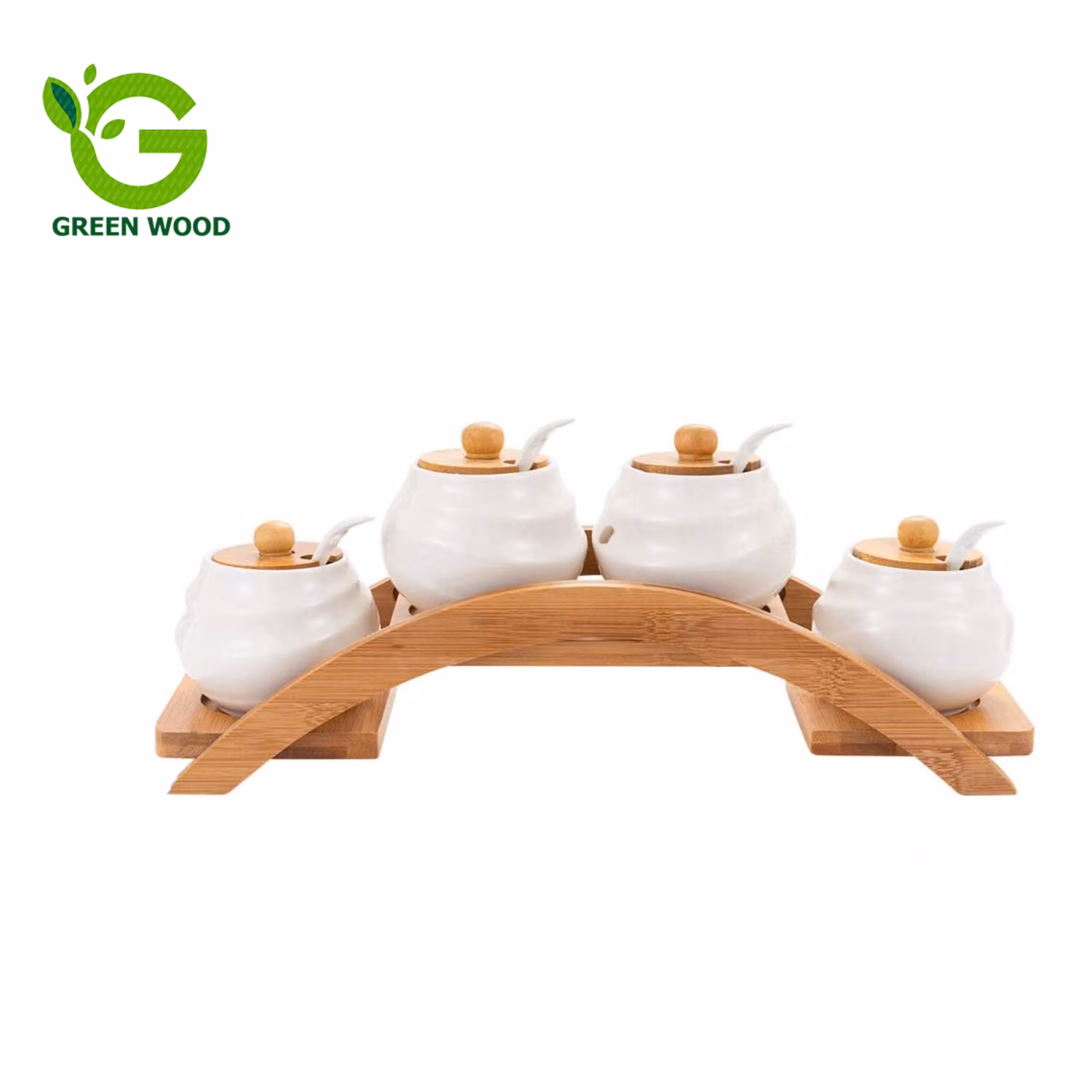 ست جا ادویه 4 عددی بامبو سرامیک طرح پل کد Gw180203005
