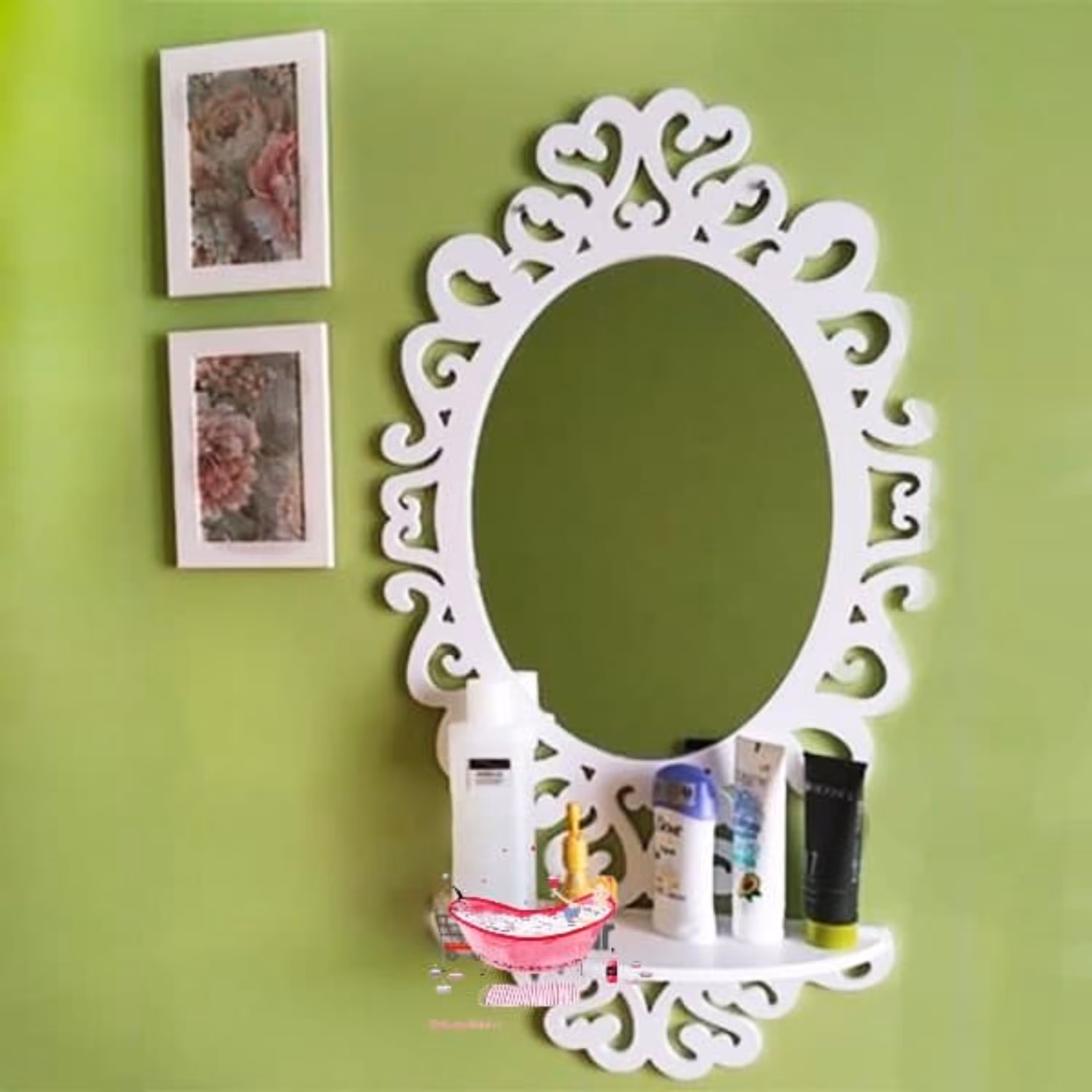 آینه و کنسول بیضی جنس PVC ضد آب سایز 60