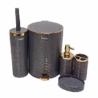 ست بهداشتی خط ریز طوسی تیره-طلایی