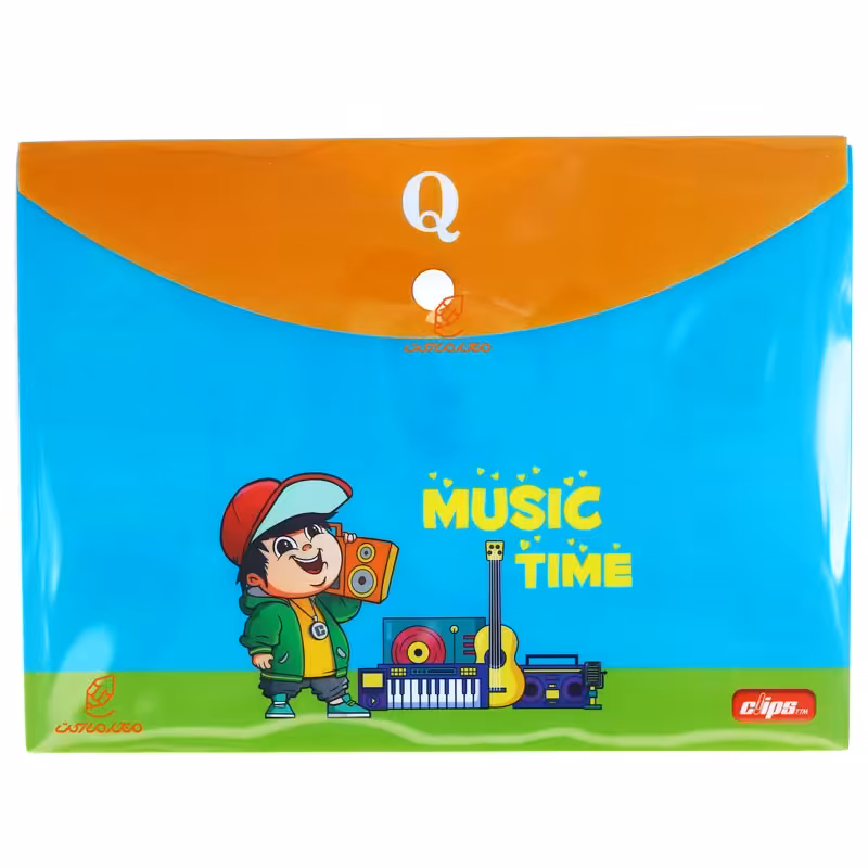 پوشه دکمه دار A5 طرح کودک و گیتار 152 کلیپس