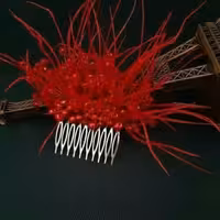 شونه شنیون ترکیبی کریستال قرمز و پر