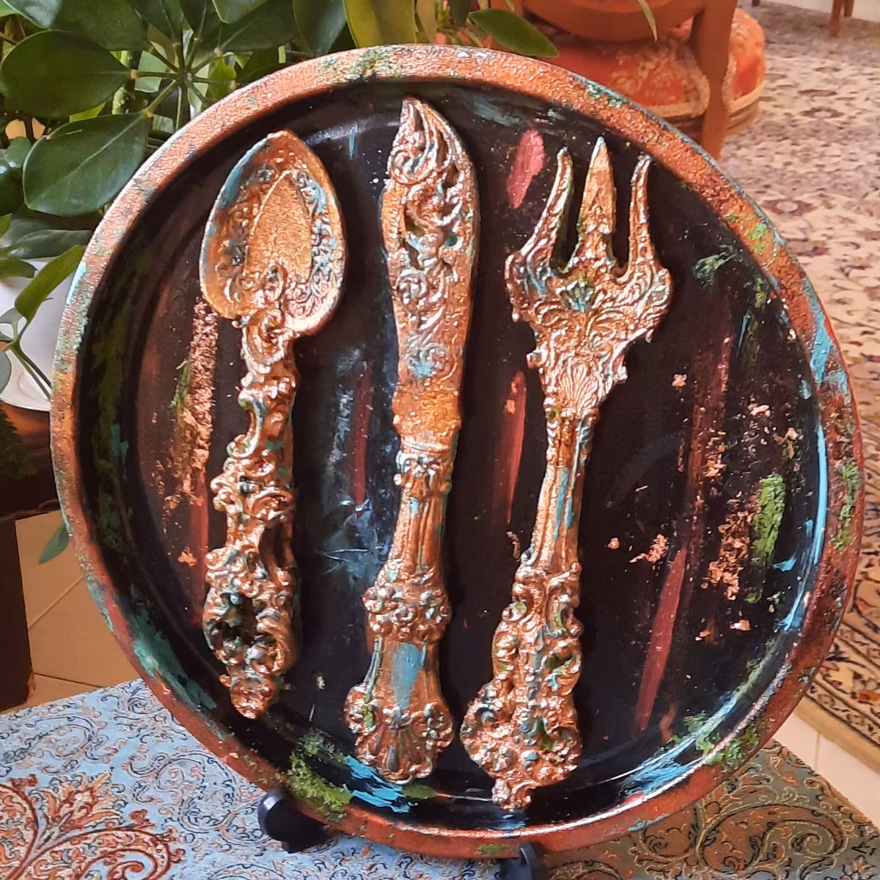 تابلو تزئینی پتینه طرح آنتیک