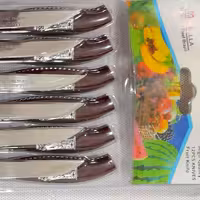 کارد میوه خوری استیل 12 عددی  اره ای تیز طرح ماربلا برزیلی وارداتی 