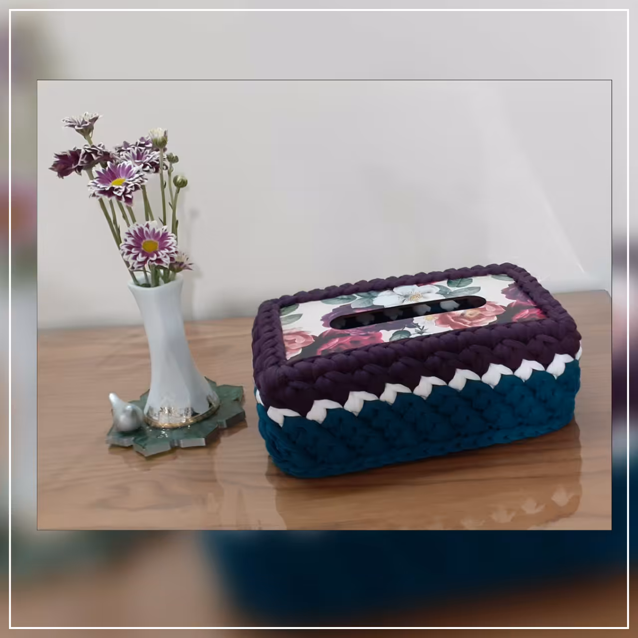 روکش دستمال کاغذی تریکویی(کاربه صورت سفارشی است) در رنگ و مدل دلخواه شما