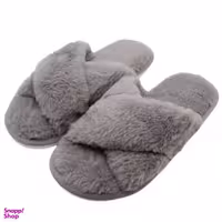 دمپایی روفرشی پولیشی زنانه نیکتا مدل ضربدری طوسی