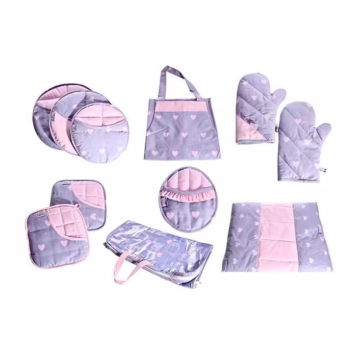 ست پارچه ای آشپزخانه فانتزی هوم ست طرح قلبی