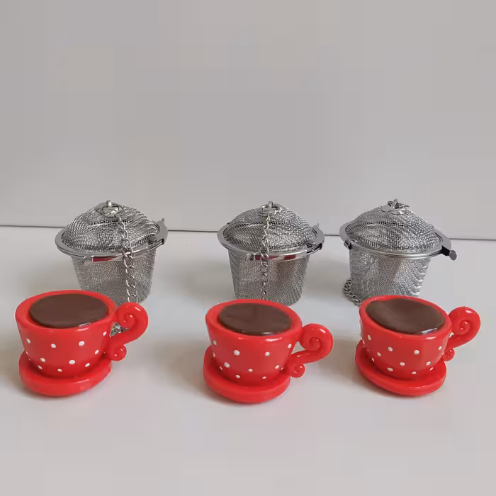 آویز صافی چای طرح فنجون بدون صافی استیل یک عددی