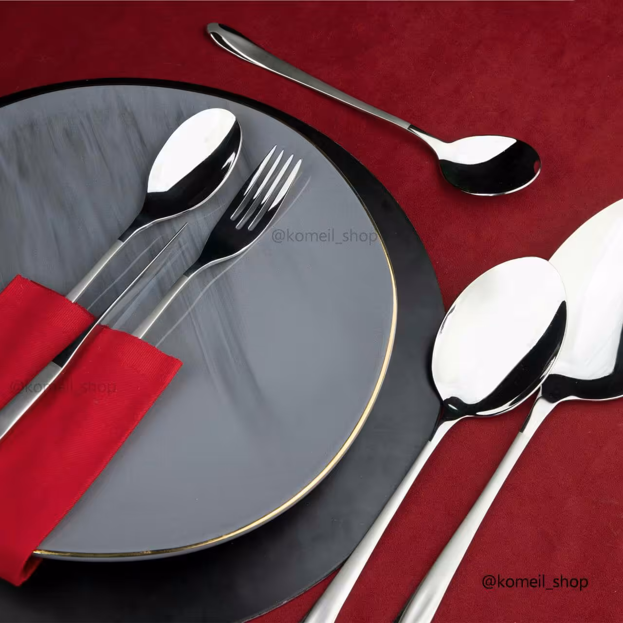 سرویس قاشق چنگال 42 نفره  لاکچری 168 پارچه مات و براق  ( Happy family ) 3 S