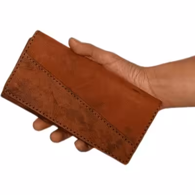 کیف پول و موبایل چرم دست دوز سه لت همراه بند و جاکلیدی مدل ترنج