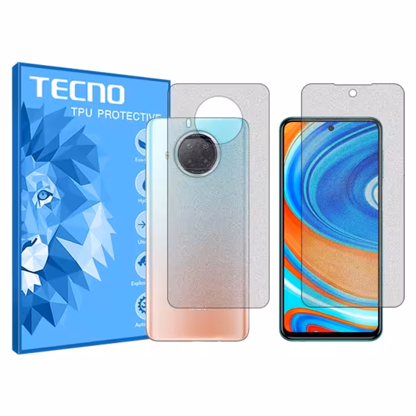 گلس صفحه نمایش و پشت گوشی شیائومی Redmi Note 9 Pro 5G مدل هیدروژلی مات برند تکنو کد SS