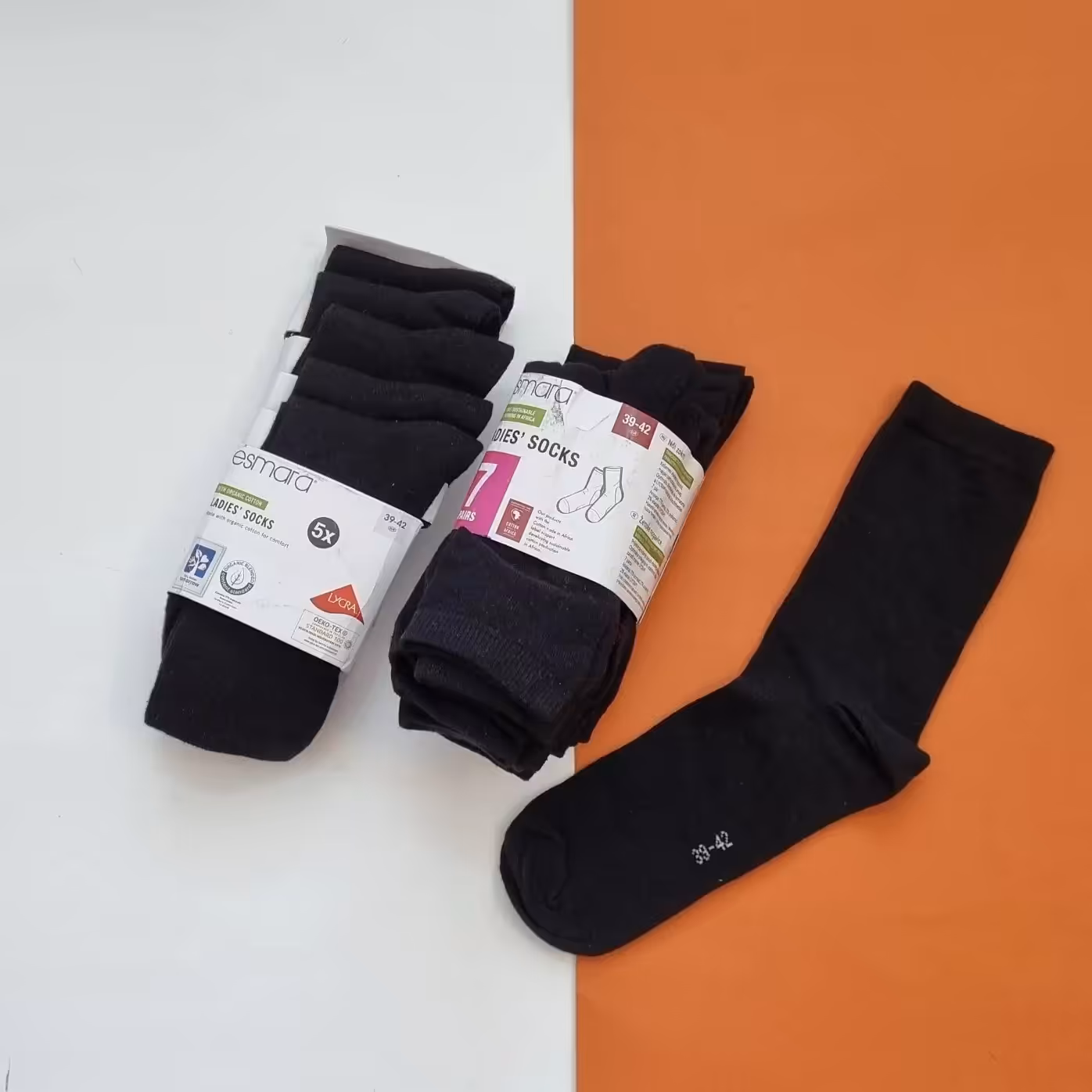 جوراب اسمارا esmara ساق بلند سایز  سایز 39 تا 42 مشکی زنانه و مردانه