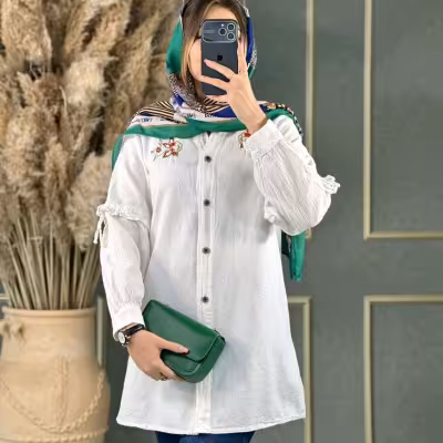 شومیز مانتویی گل سرخ
