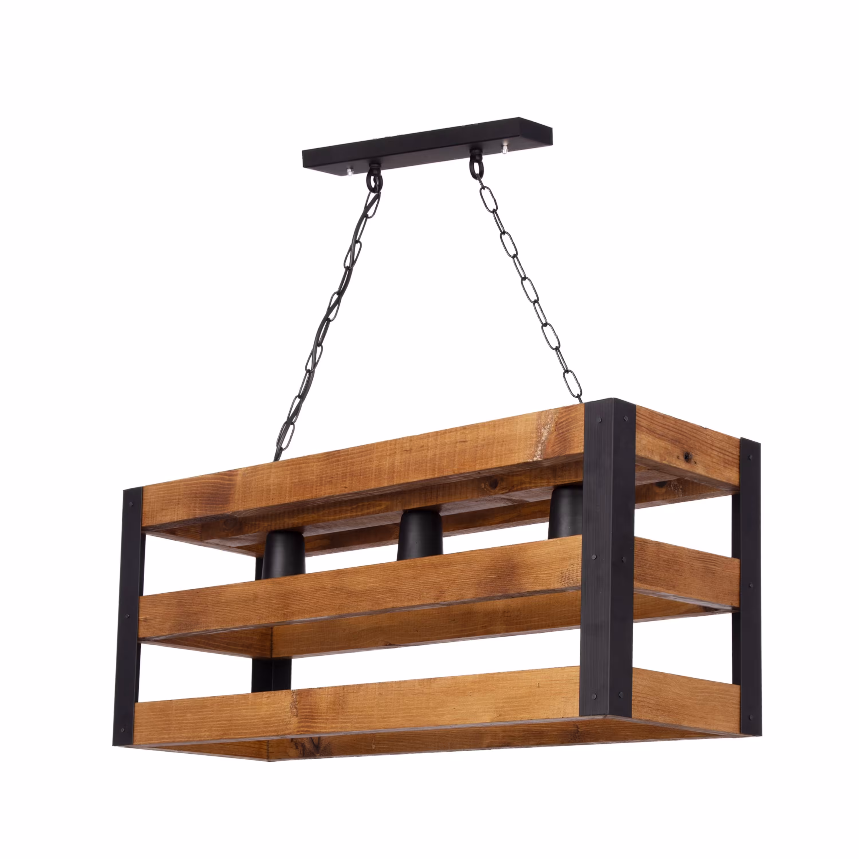 لوستر سه شعله چوبی جعبه ای سه تایی مدل W-1703