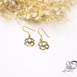 گوشواره آویز طلا روس طرح گل کد 5712