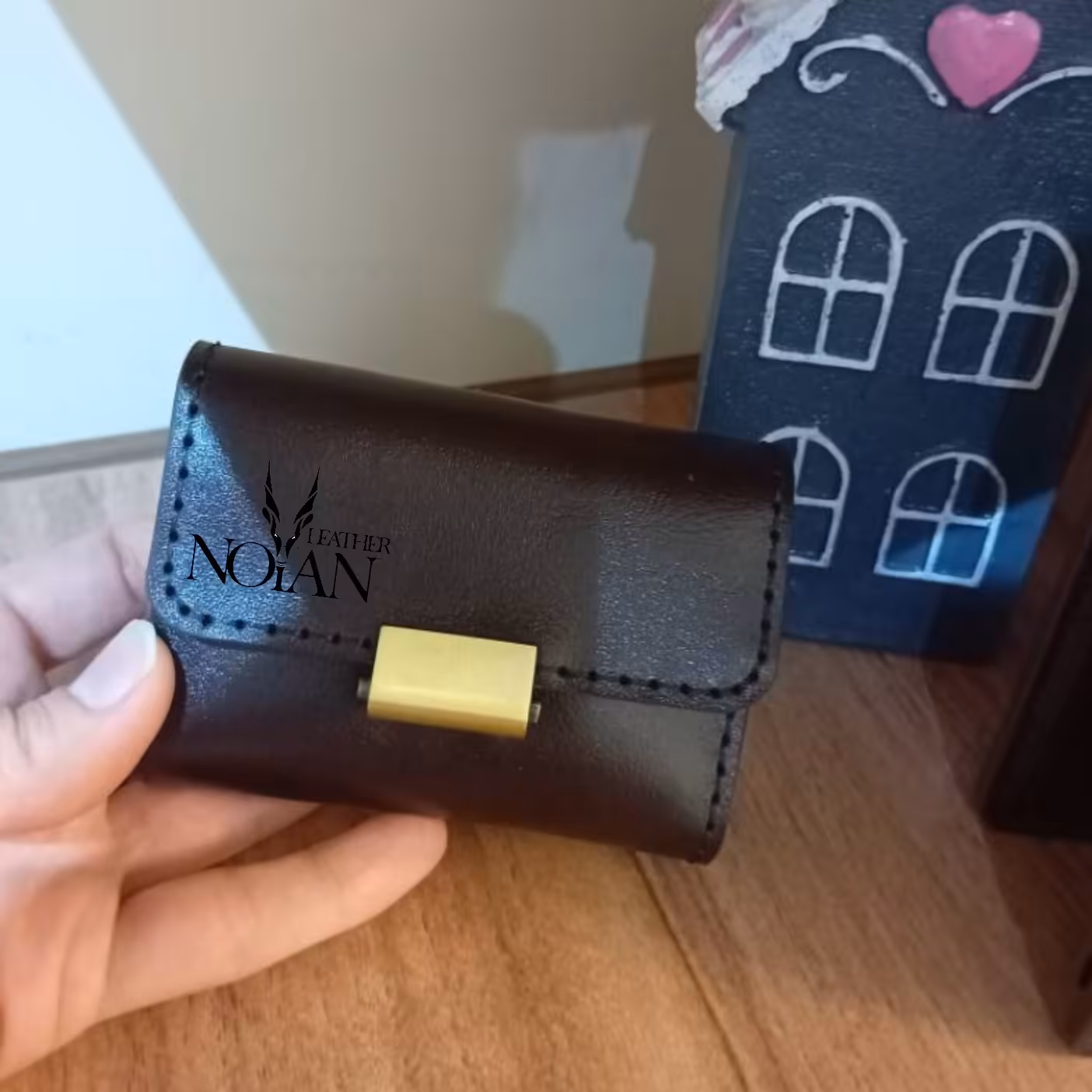 جاکارتی آکاردئونی تمام چرم طبیعی گاوی دستدوز با رنگ لبه زیبا