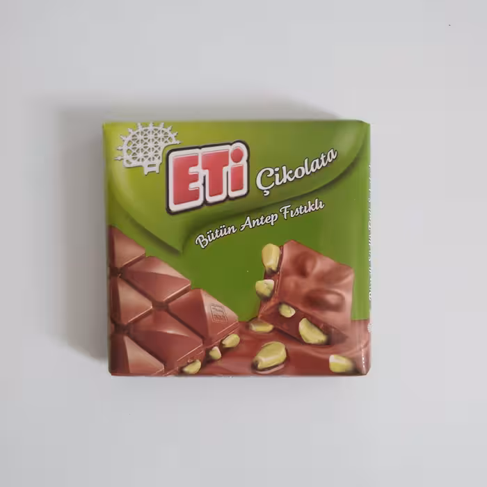 شکلات با مغز کامل پسته اتی ترکیه ETI cikolata مربعی 60 گرمی