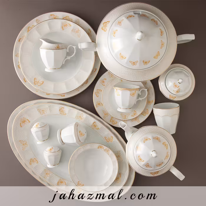 سرویس چینی زرین طرح هوراند طلایی 103 پارچه