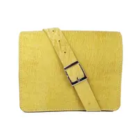 کیف دوشی مدارک چرم طبیعی امیسیما کد D-114 (چرم طرح هورس بزی خردلی)