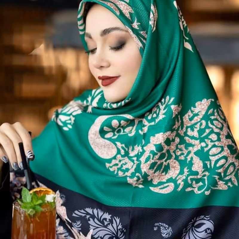 روسری طرح ترمه سبز سوپرنخ (کد079)