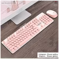 موس و کیبورد Cute Pink وایرلس صورتی پاستلی