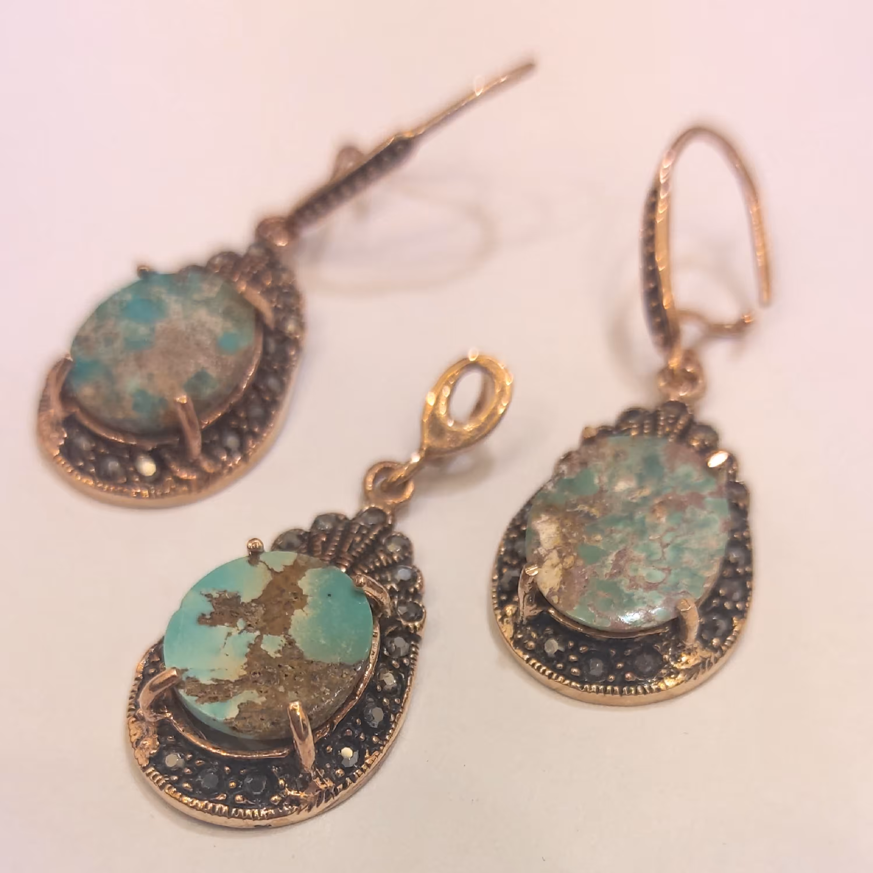 نیم ست طلا روس فیروزه نیشابور بزرگ