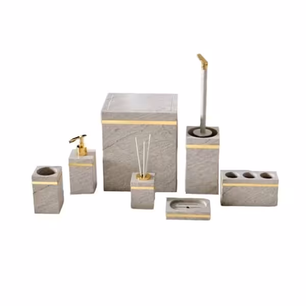 ست بهداشتی 7 پارچه رویا ماربل کرم_طلایی هارمونی