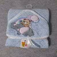 ست دوتکه حوله و لیف گلدوزی پرنس فیل خرس بادکنکی آبی