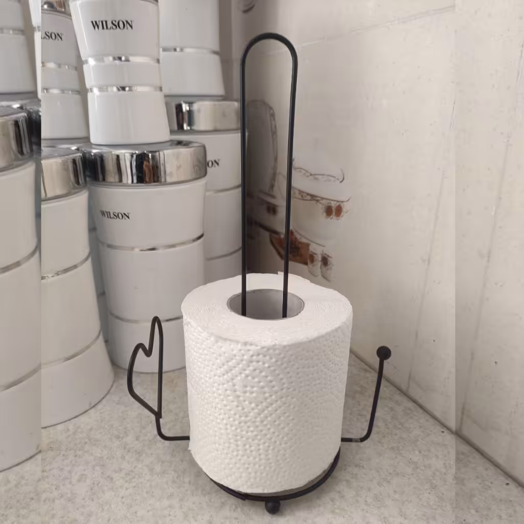 پایه دستمال رولی فلزی رنگ مشکی استند فلزی دستمال رولی