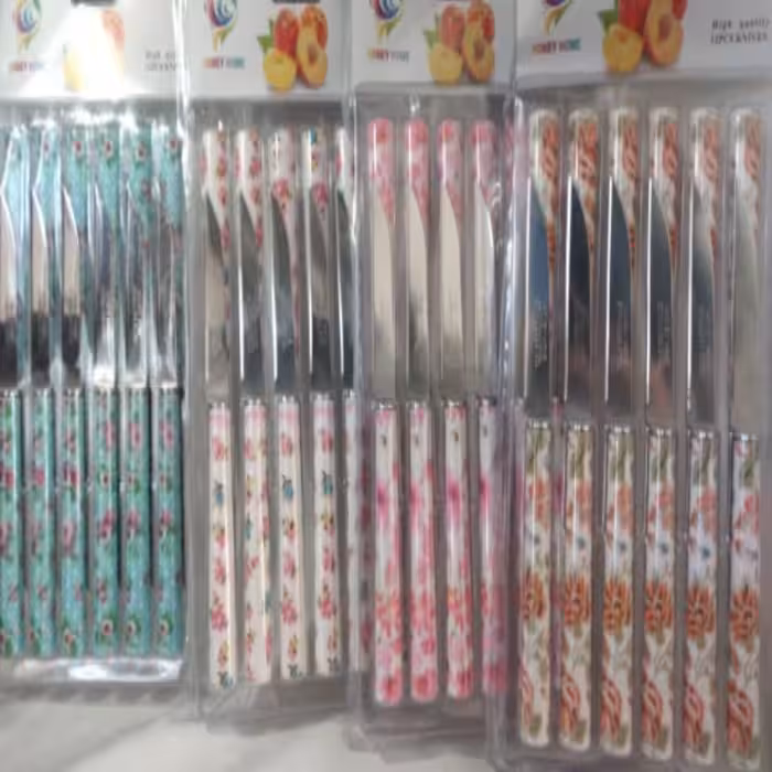 کارد میوه خوری 12 عددی تیغه بلند دسته گرد طرح دار