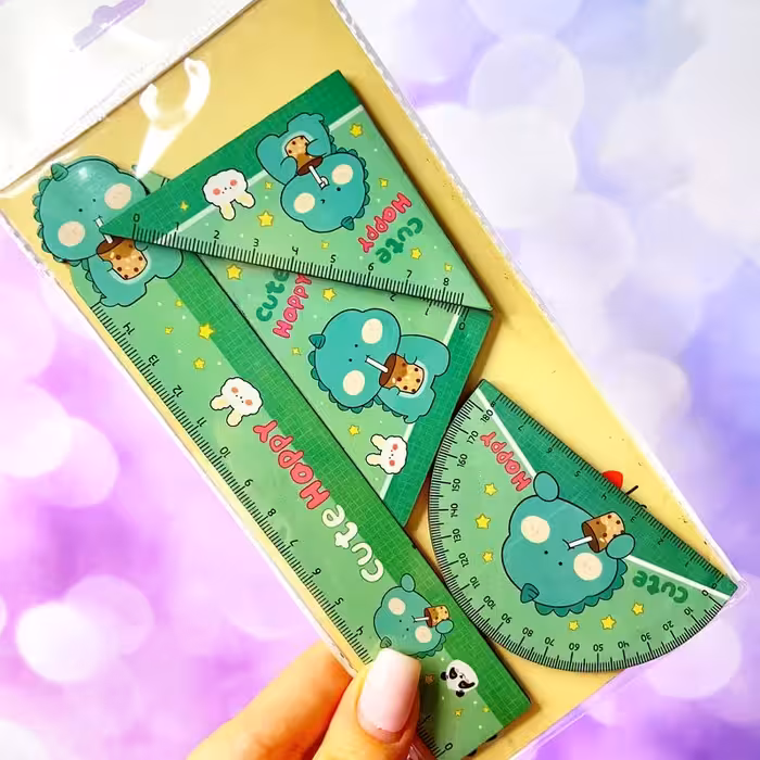 ست خط کش گونیا و نقاله چوبی دایناسور