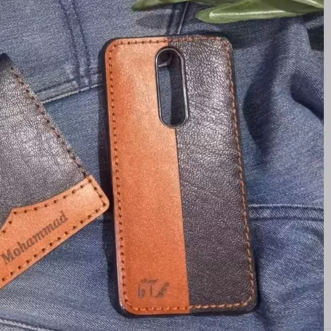 قاب گوشی چرم گاوی دورنگ با حک اسم به سفارش شما