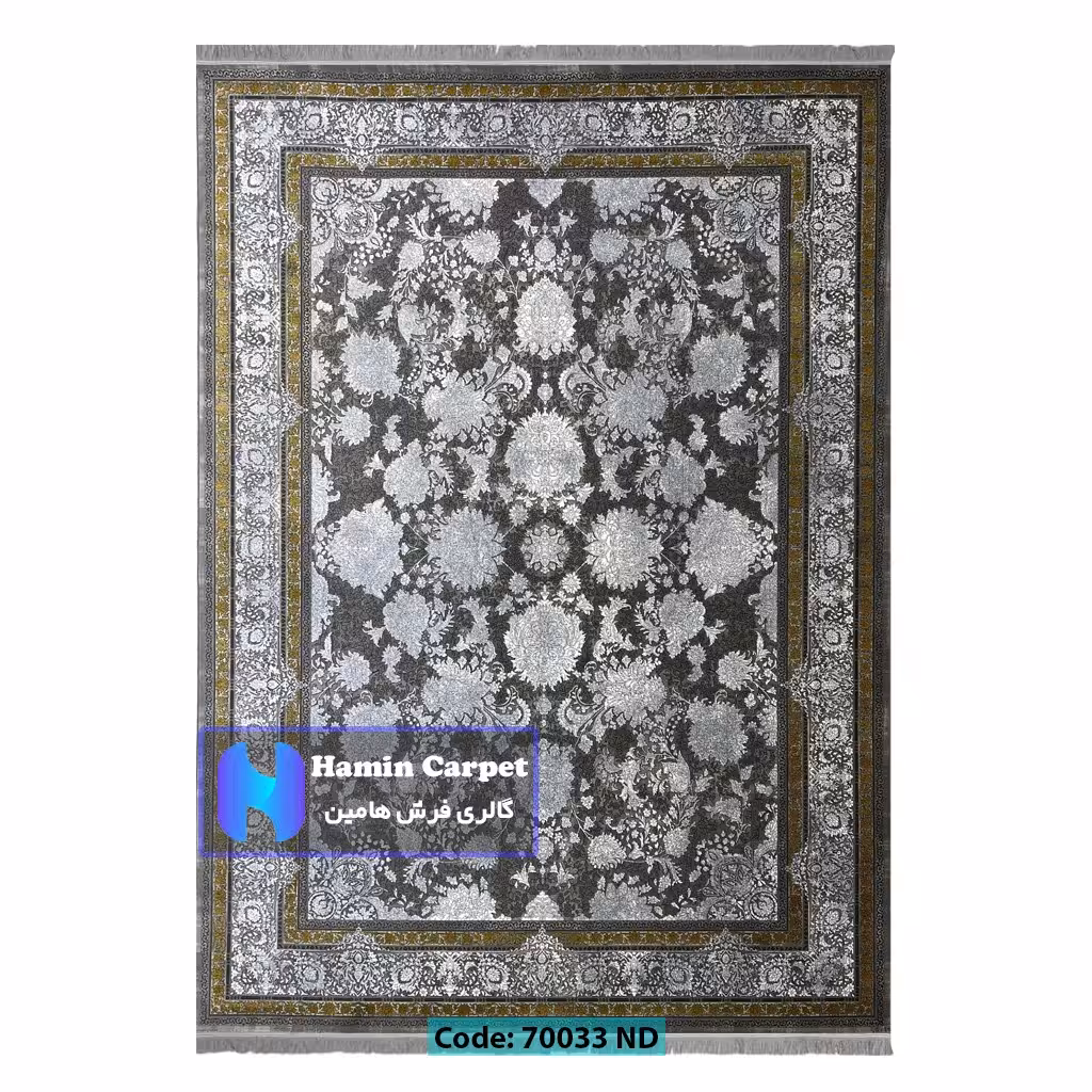 فرش 6 متری 700 شانه تراکم 2100 برجسته مدرن نقره ای دلفینی کد SZ70033ND