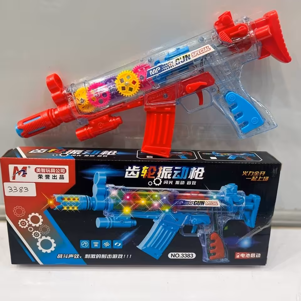 اسباب بازی تفنگ چرخ دنده ای موزیکال و چراغ دار