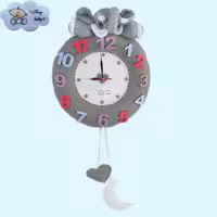 ساعت دیواری کودک مدل فیل-بدون پرز و الکتریسیته ساکن-صادراتی-رنگ طوسی.