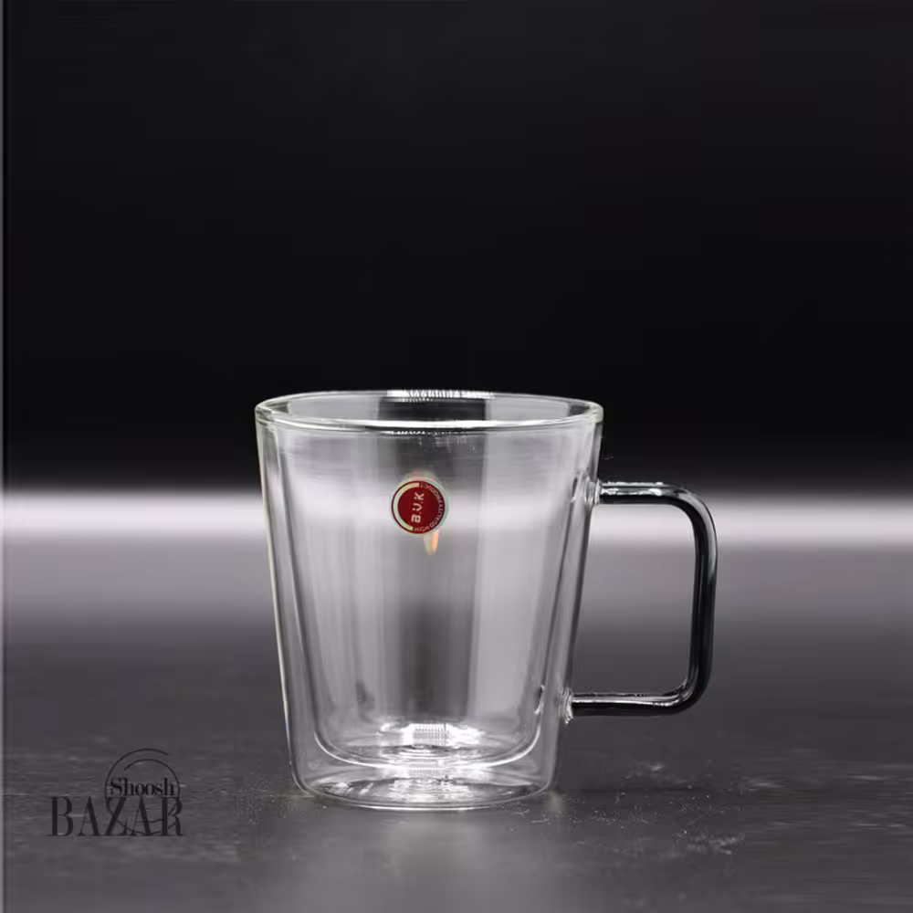 لیوان دو جداره بی وی کی دسته دودی کد 326104 (دوعددی)