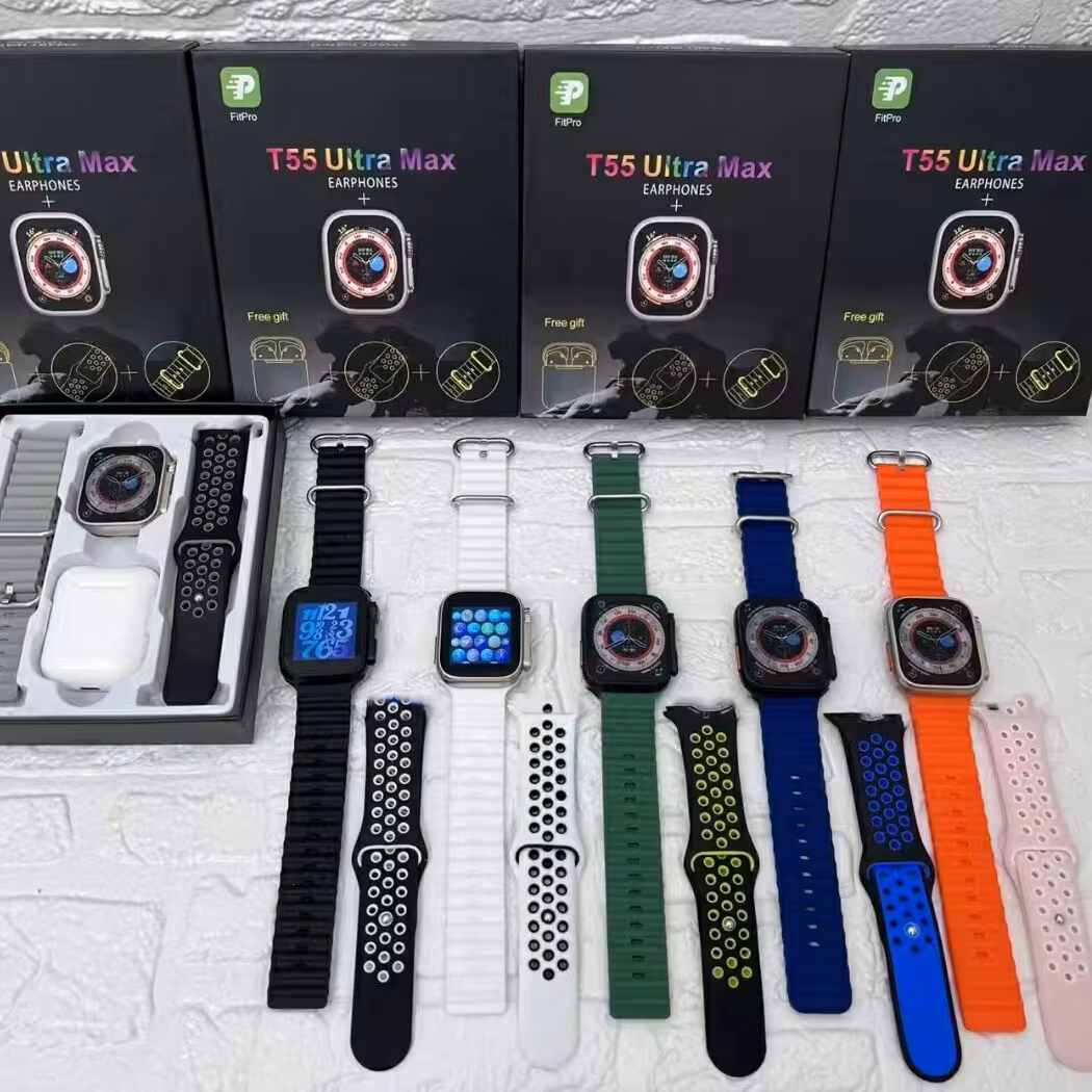 ساعت هوشمند طرح اپل و ایرپاد پک هدیه مدل T55 ultra max نسخه 2023