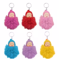 جاکلیدی و جاسویچی مدل نی نی خواب نوزاد پمپمی نرم و گرم فانتزی کیوت دخترانه