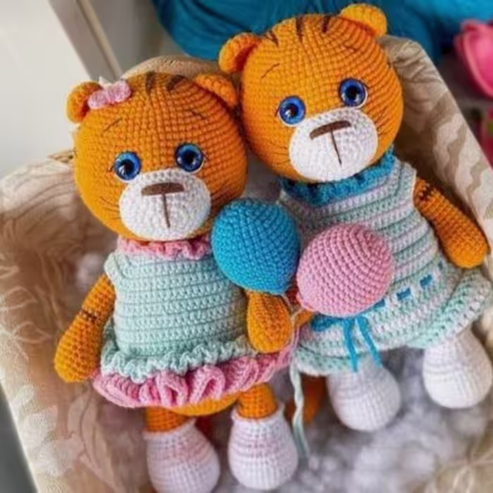 عروسک،دستبافت،اسباب بازی،ببر ست دختر وپسر،عروسک سال