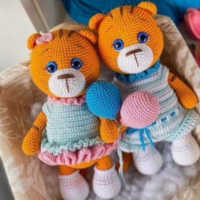عروسک،دستبافت،اسباب بازی،ببر ست دختر وپسر،عروسک سال