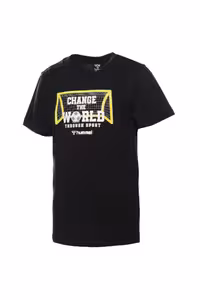 تی شرت مشکی دخترانه و پسرانه بچگانه سیاه Ron Boy Collar Round t shirt hummel