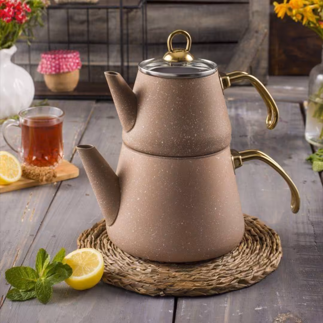 کتری و قوری گرانیتی برند ریور کد 5823 رنگ نسکافه ای 