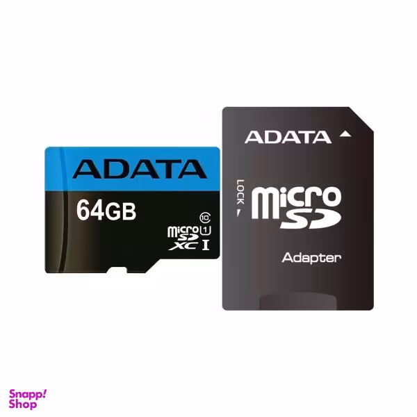 کارت حافظه microSDXC ای دیتا مدل Premier کلاس 10 استاندارد UHS-I V10 A1سرعت 100MBps ظرفیت 64 گیگابایت + آداپتور