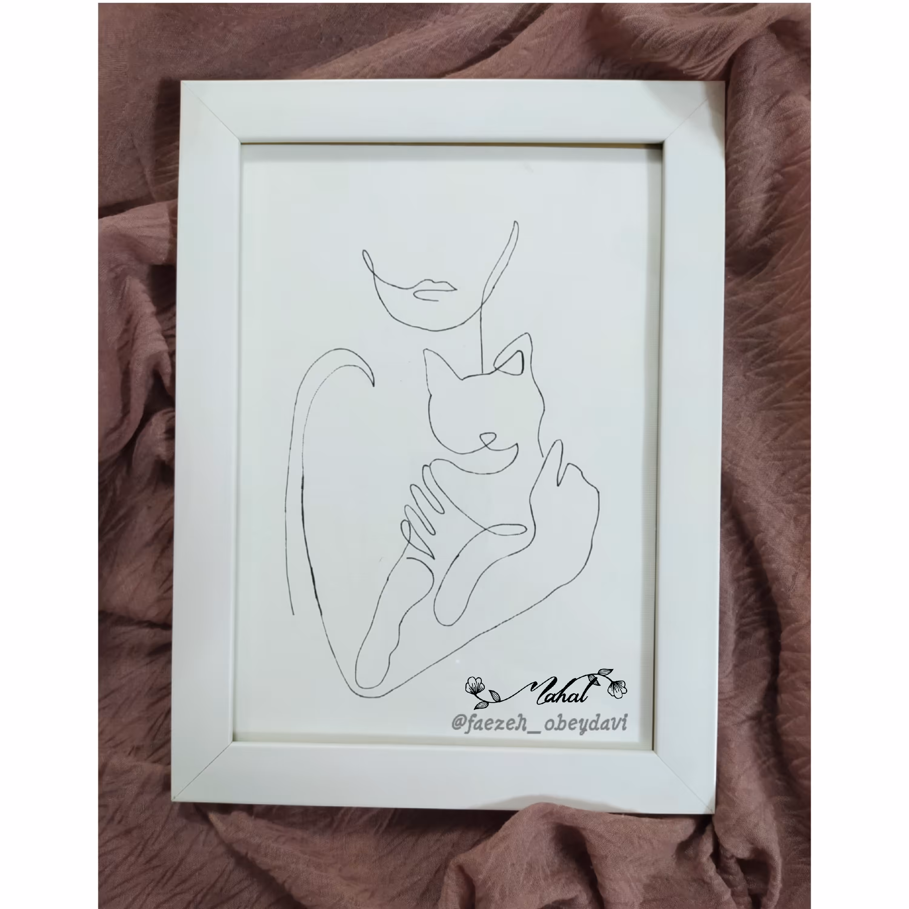 تابلو دختر و گربه