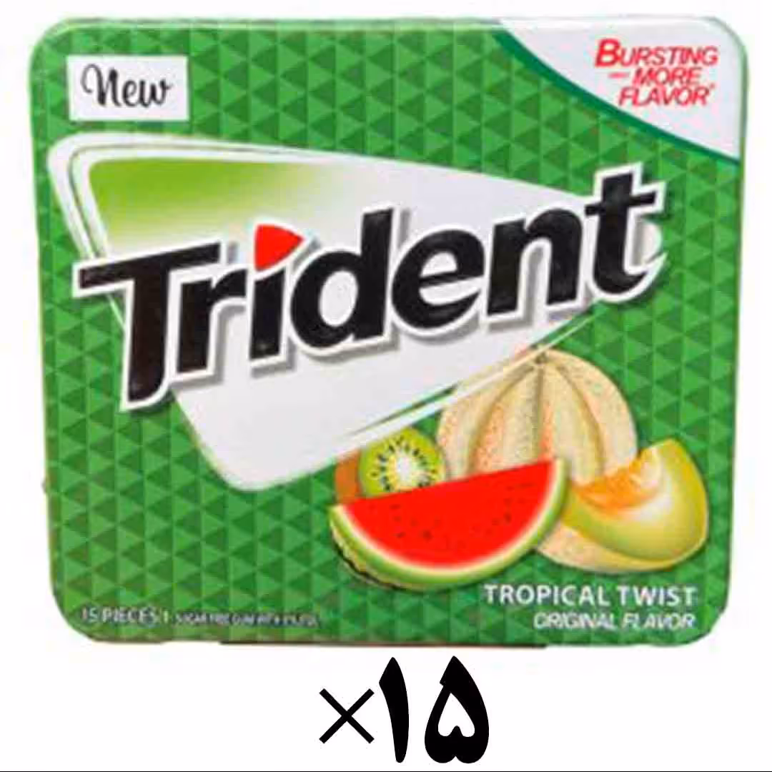 آدامس تریدنت مرکبات جعبه فلزی بدون قند 15 عددی Trident