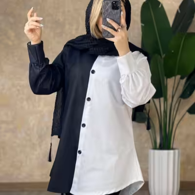 شومیز مانتویی دو رنگ 399