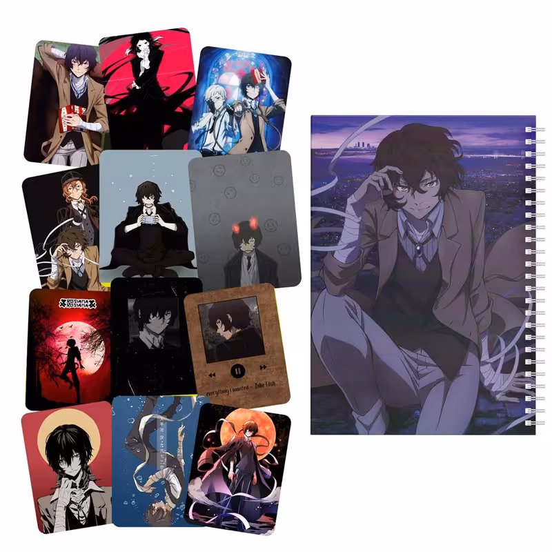 دفتر یادداشت باژیکان طرح انیمه سگ های ولگرد بانگو کد 20111565 به همراه استیکر لپ تاپ مجموعه 13 عددی