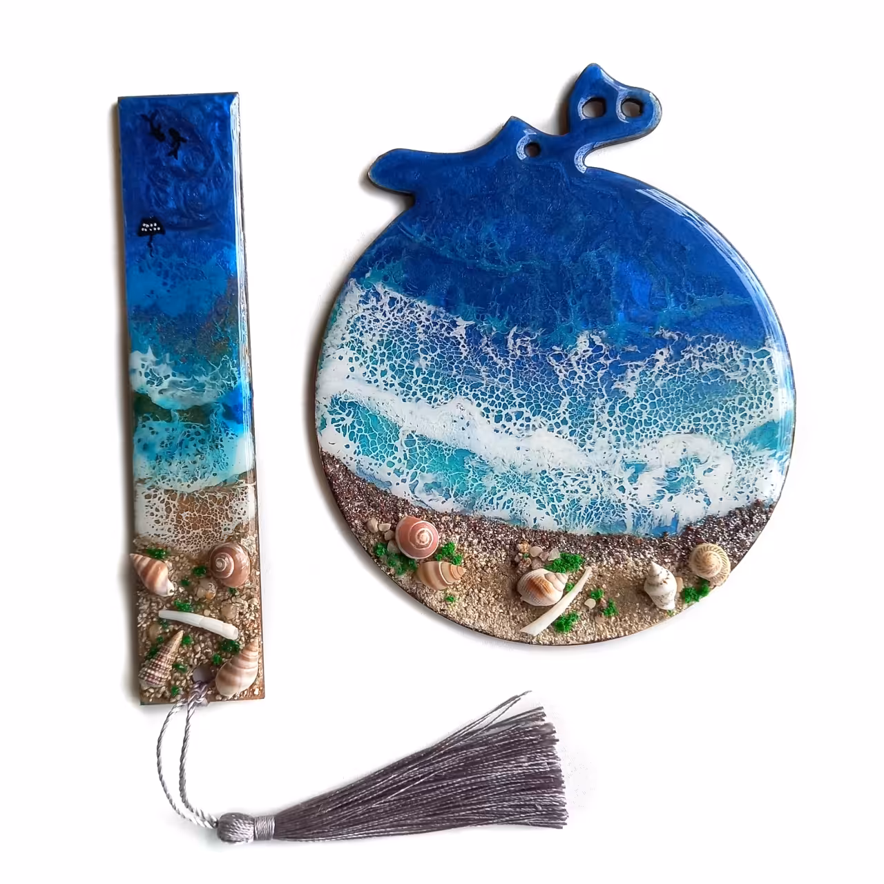 پک نشانگر کتاب و زیر لیوانی رزینی دریا کد pakzib002