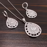 نیم ست نقره  تایلندی آبکاری طلا سفید