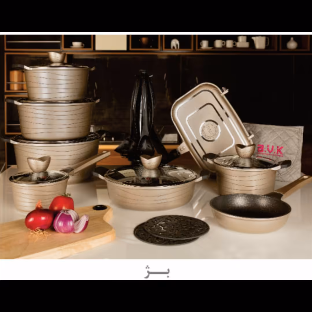 سرویس قابلمه چدن گرانیت 25 پارچه برند BVK کد 713825 رنگ بژ