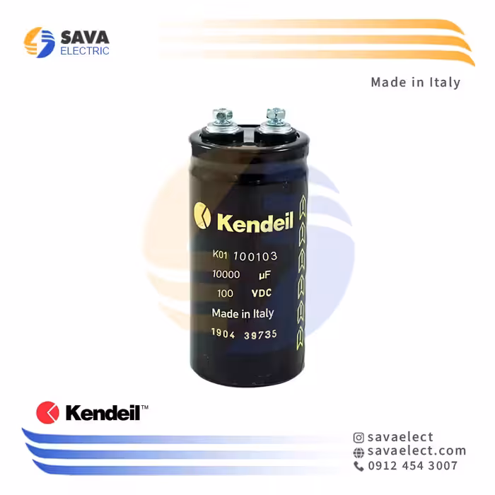 خرید خازن 10000 میکروفاراد 100 ولت DC کندیل ایتالیا K01100103 | ساوا الکتریک
